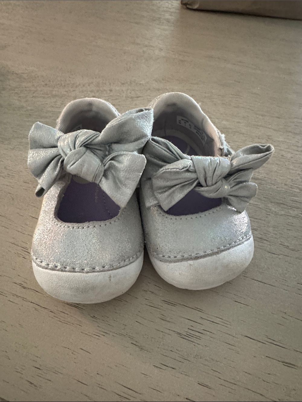 Stride Rite Silver Bow Mary Jane Baby Shoes